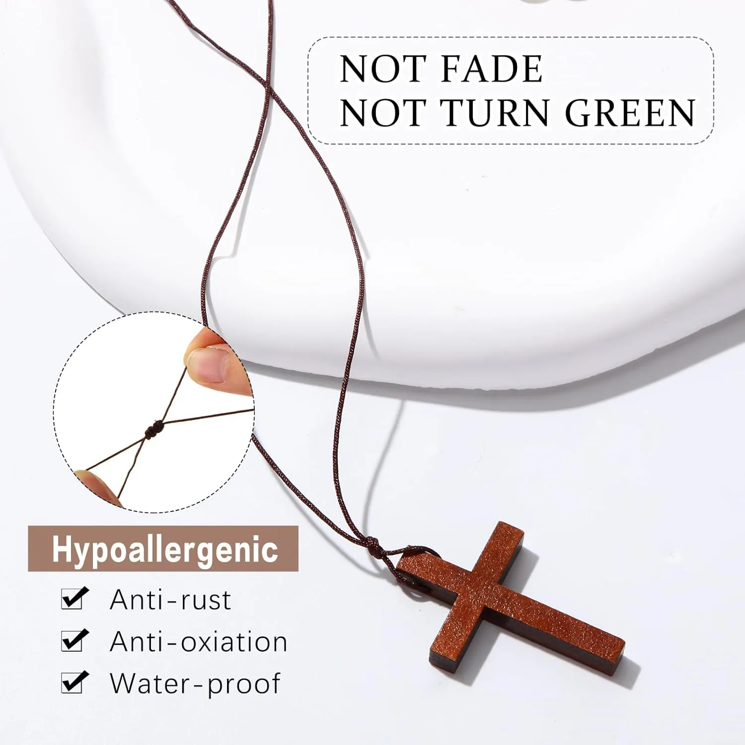 Wood Cross Necklace Bulk Natural Wood Cross Pendant for Bible Verse Party Favor Crucifix on Cord Christian Gift