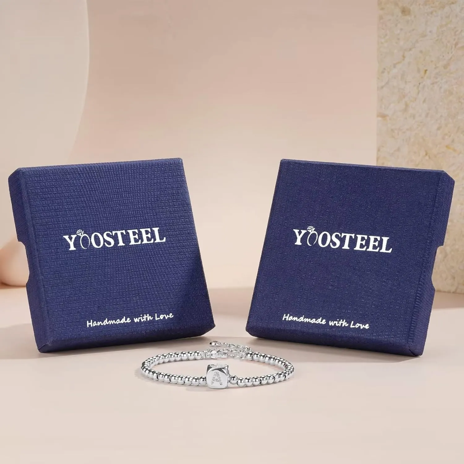 Yoosteel Initial Bead Bracelets for Girls Women Trendy, 14K Gold/Silver Plated Letter Initial Bead Bracelet Jewelry Gifts Personalized Initial Bracelets for Girls Women Teen Girls Gifts Trendy Stuff