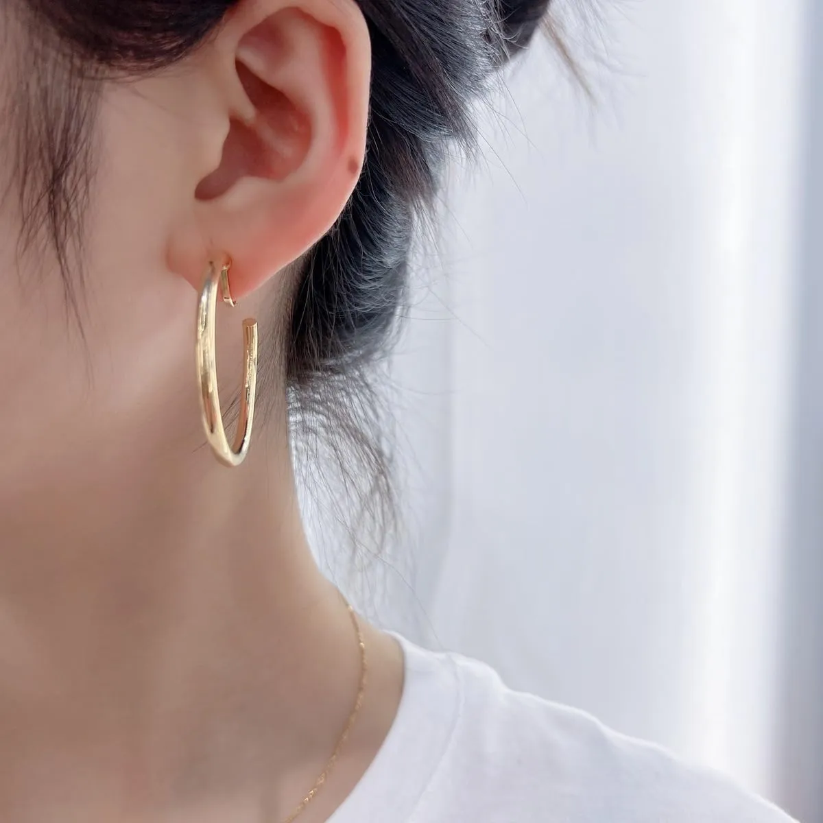 Yoursfs Silver/Gold Clip Thick Hoop Earrings For Women Clip On Platinum Plated Non Pierced Ears 35mm Large Earring