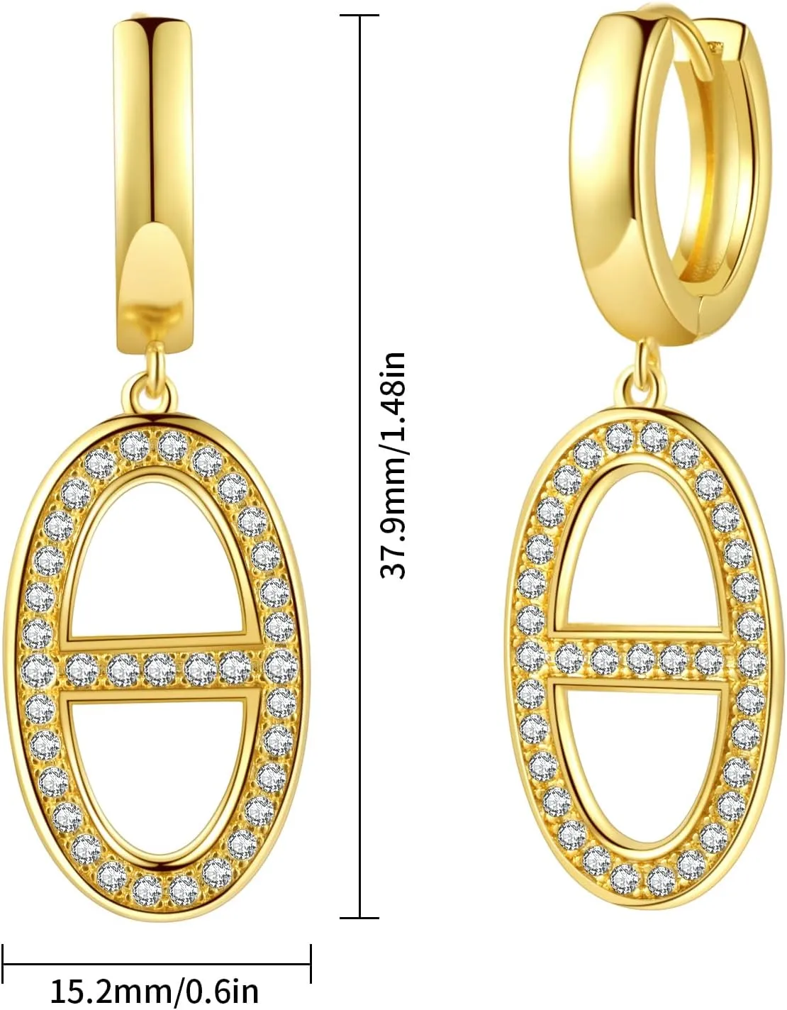 Zaano Gold Plated Drop Dangle Earrings for Women Men Girls 0925 Sterling Silver Post Huggie Starfish Cross Bee Butterfly Sun Hypoallergenic Trendy Dangle Hoop Earrings Jewelry Gift
