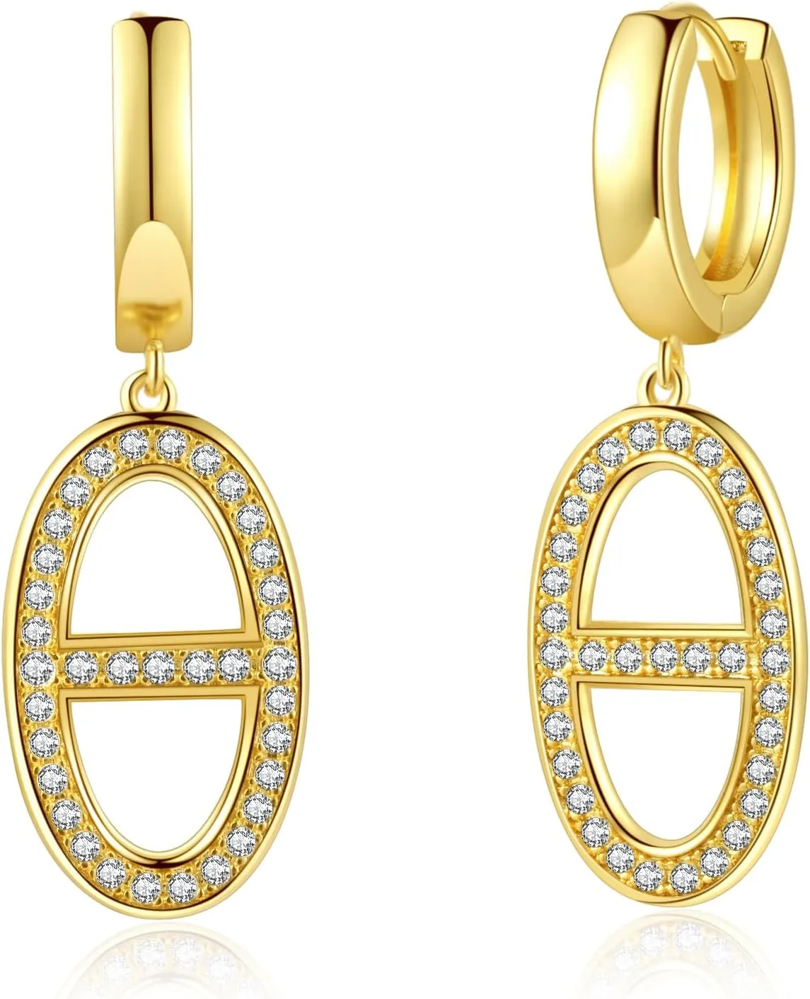 Zaano Gold Plated Drop Dangle Earrings for Women Men Girls 0925 Sterling Silver Post Huggie Starfish Cross Bee Butterfly Sun Hypoallergenic Trendy Dangle Hoop Earrings Jewelry Gift